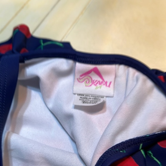 Cherry Print One-Shoulder Kids Swimsuit by Kami Size 5 - Picture 4 of 4